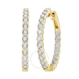 Diamond Muse 0.25 cttw Yellow Gold Over Sterling Silver Inside Out Diamond Hoop Earrings for Women