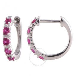 Diamond Muse 0.06 cttw 14KT White Gold Ruby Diamond Hoop Earrings for Women