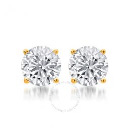 0.50 Carat T.W. Round White Diamond Womens Stud Earrings in Yellow over Sterling Silver (I-J, I2-I3)