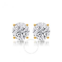 0.75 Carat T.W. Round White Diamond Womens Stud Earrings in Yellow over Sterling Silver (I-J, I2-I3)