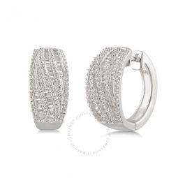 1.00 Carat T.W. Sterling Silver Diamond Huggie Hoop Earrings for Women