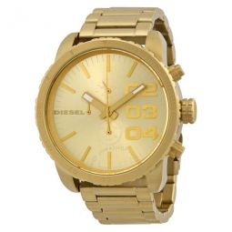 Double Down Chronograph Gold Dial Gold-tone Mens Watch