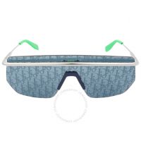 Blue Mirror Logo Shield Mens Sunglasses