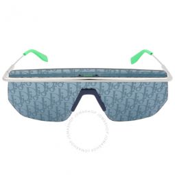 Blue Mirror Logo Shield Mens Sunglasses