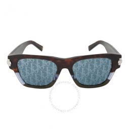Blue Mirror Logo Square Mens Sunglasses
