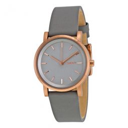 Soho Gray Pearlized Dial Gray Leather Ladies Watch