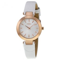 Stanhope White Dial White Leather Ladies Watch