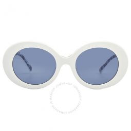 Light Blue Mirrored Silver Oval Ladies Sunglasses