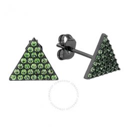 Womens 18K Black Gold Plated Green CZ Simulated Diamond Pave Triangle Stud Earrings
