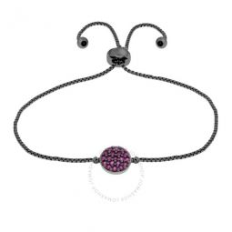 Womens 18K Black Gold Plated Pink CZ Simulated Diamond Circle Adjustable Bolo Bracelet