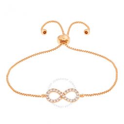Womens 18K Rose Gold Plated CZ Simulated Diamond Adjustable Bolo Infinity Pendant Bracelet
