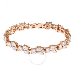 Womens 18K Rose Gold Plated CZ Simulated Diamond Cluster Statement Bracelet