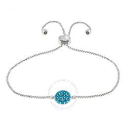 Womens 18K White Gold Plated Simulated Turquoise Circle Adjustable Bolo Bracelet
