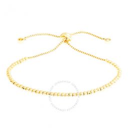 Womens 18K Yellow Gold Plated CZ Simulated Diamond Adjustable Bolo Beaded Bracelet