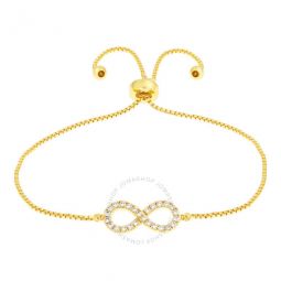Womens 18K Yellow Gold Plated CZ Simulated Diamond Adjustable Bolo Infinity Pendant Bracelet