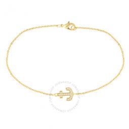 Womens 18K Yellow Gold Plated CZ Simulated Diamond Anchor Pendant Bracelet