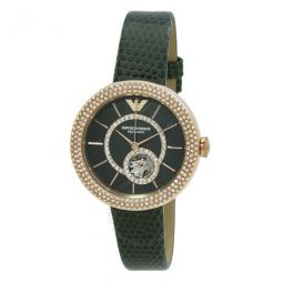 Automatic Crystal Black Mother of Pearl Dial Ladies Watch