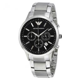 Classic Chronograph Black Dial Steel Mens Watch