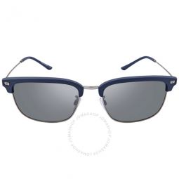 Gray Mirrored Silver Rectangular Mens Sunglasses