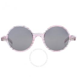 Grey Mirror Black Round Unisex Sunglasses