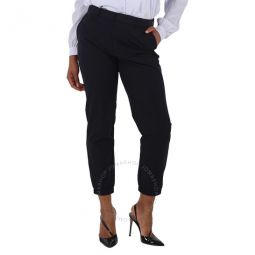 Ladies Blue Navy Straight-Leg Cropped Tailored Trousers, Brand Size 48 (US Size 12)