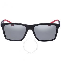 Light Grey Mirror Black Rectangular Mens Sunglasses