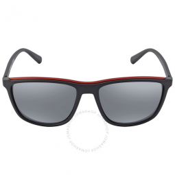 Light Grey Mirrored Black Square Mens Sunglasses