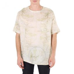 Mens Compass-Rose Print Twill T-shirt, Size Medium