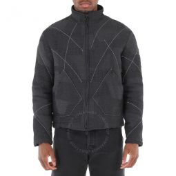 Mens Grigio Paneled Zipped Padded Jacket, Brand Size 50 (US Size 40)