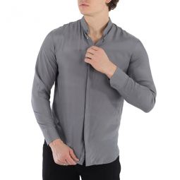 Mens Mandarin-Collar Silk Shirt, Brand Size 41 (Neck Size 16.5)