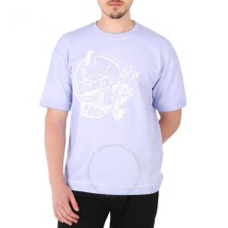 Purple Graphic Print Jersey Fleece T-shirt, Size Large