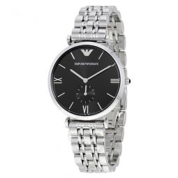 Retro Black Dial Stainless Steel Mens Watch