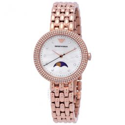 Rosa Quartz Crystal White Mother of Pearl Dial Ladies Watch