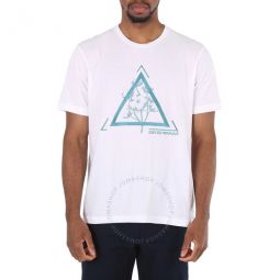 White Logo Print Cotton T-shirt, Size Small