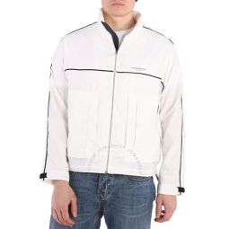 White Nylon Full Zip Logo Blouson Jacket, Brand Size 50 (US Size 40)