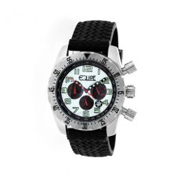 Headlight Chronograph White Dial Black Leather Mens Watch