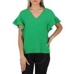 Essentiel Ladies Sinai Wimbledon Green Short Sleeve Shirt, Brand Size 38 (US Size 4)