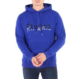 Blue Klein Signature Logo Cotton Hoodie, Size X-Small
