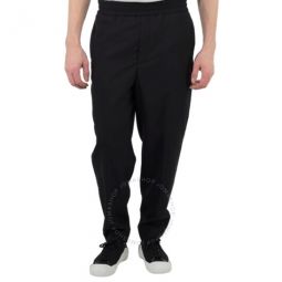 Mens Black Jalousie Pressed Crease Trousers, Brand Size 52 (Waist Size 42)