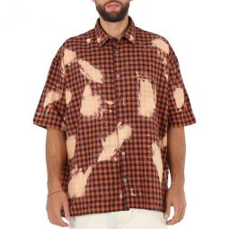 Mens Check Illusion Cotton Shirt, Brand Size 46 (US Size 36)