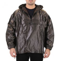 Mens Grey Pull-out Hood Oversized Wind Breaker Jacket, Brand Size 48