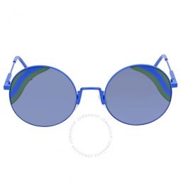 Waves Blue Gradient Round Ladies Sunglasses