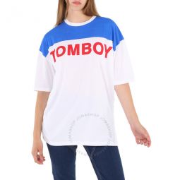 Ladies Jersey T-Shirt White/Blue With Tomboy, Size 0