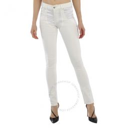Ladies Pants White Satine Jeans, Waist Size 24