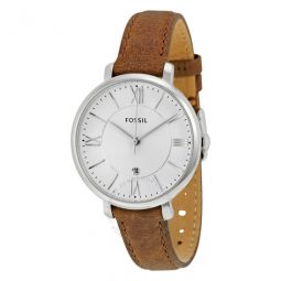 Jacqueline Silver Dial Tan Leather Strap Ladies Watch