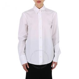 Ladies White Cropback Shirt, Size Medium