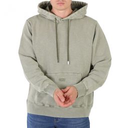 Mens Military Green Overdyed Regular Hoodie, Size Small