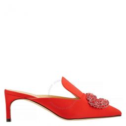 Daphne Red Crystal-embellished Woven Mules, Brand Size 36 (US Size 6)