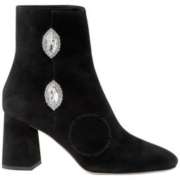 Ladies Julie Black Suede Embellished Boots, Brand Size 36 ( US Size 6 )