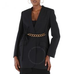 Chain Detail Blazer Jacket In Black, Brand Size 40 (US Size 6)